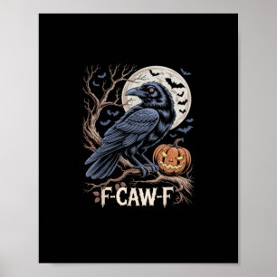 Poster Retro F-Caw-F Pássaro Corvo Divertido Corvo Pássar