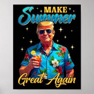 Poster Retro Faça Verão Grande Novamente Donald Trump Ver