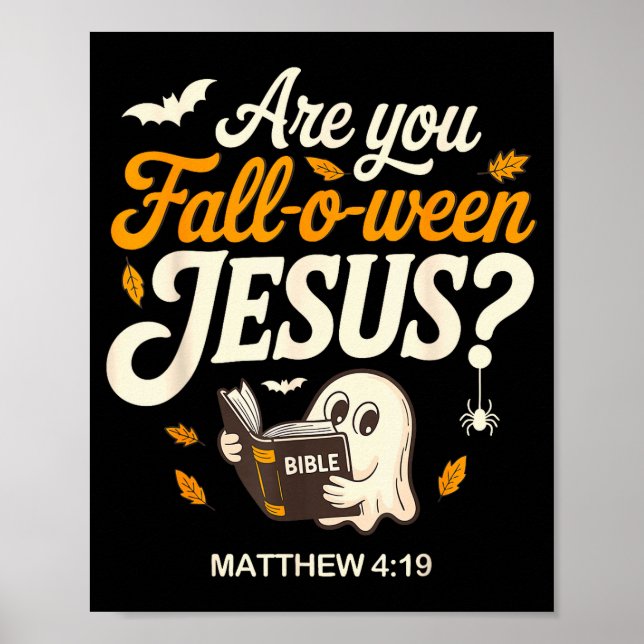 Poster Retro Fall Religious Bible Matthew Are You Fall-o- (Frente)