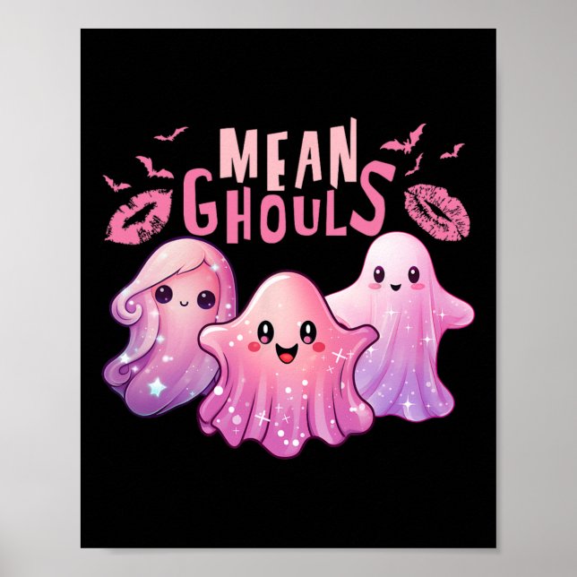 Poster Retro Fantasma Média Ghouls Diversão Halloween Spo (Frente)