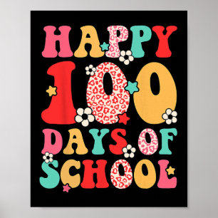 Poster Retro Feliz 100º Dia de Professores Da Escola Kid