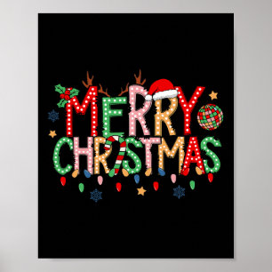 Poster Retrô Feliz Natal 2024 Matching Família Xmas Pa