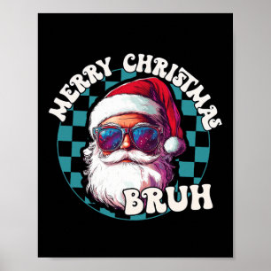 Poster Retro Feliz Natal Bruh Funny Legal Papai Noel