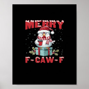 Poster Retro Feliz Natal F-Caw-F Frango