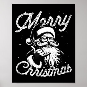 Poster Retro Feliz Natal Papai Noel Shaka Havaiano Surf S