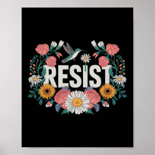 Poster Retrô Feminista Contra Resistência Floral