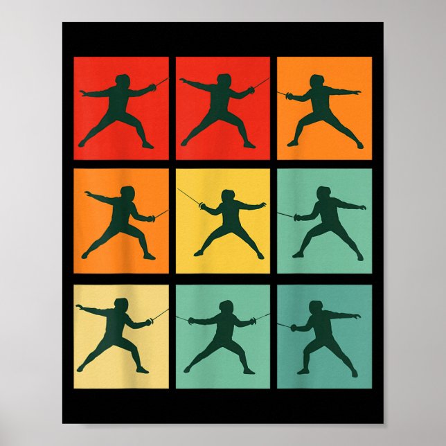 Poster Retro Fencing For Christmas Srty Fencer Athlete  (Frente)