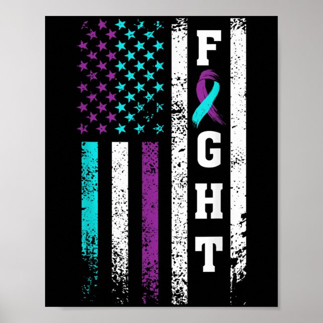 Poster Retro Fight Suicide Prevention Awareness Us Flag  (Frente)