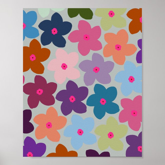Poster Retro Floral Colorido (Frente)