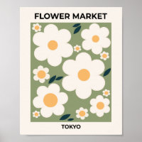 Retro Floral Flower Market Tokyo Abstract Flowers