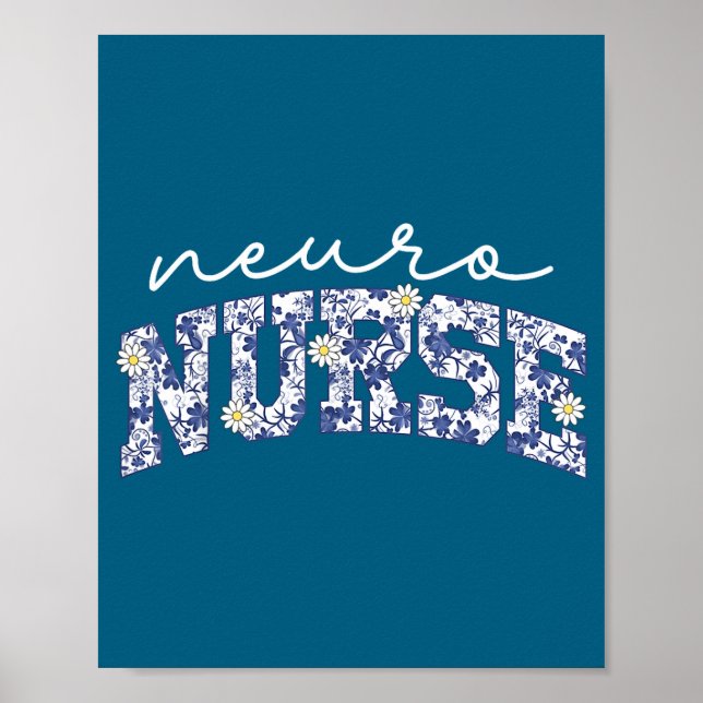 Poster Retro Floral Neuro Nurse Neurology Neurologist Rn  (Frente)