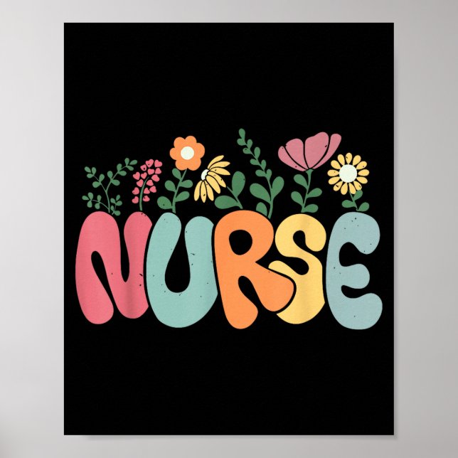 Poster Retro Floral Nurse Graphic Nursing Appreciation  (Frente)