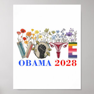 Poster Retro Floral Obama 2028