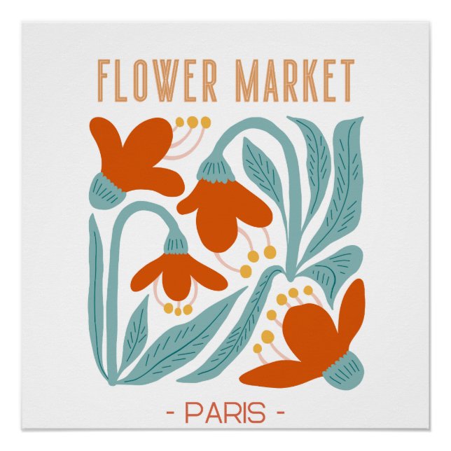 Pôster Retro Flower Market Paris Wall Tapestry  (Frente)