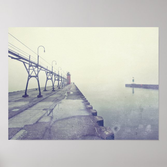 Poster Retro Fog Coberto pelo Farol do Haven Michigan (Frente)