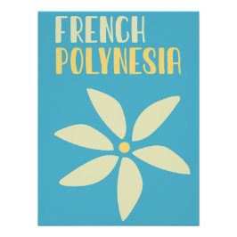Pôster Retro French Polynesia Travel Preppy Poster