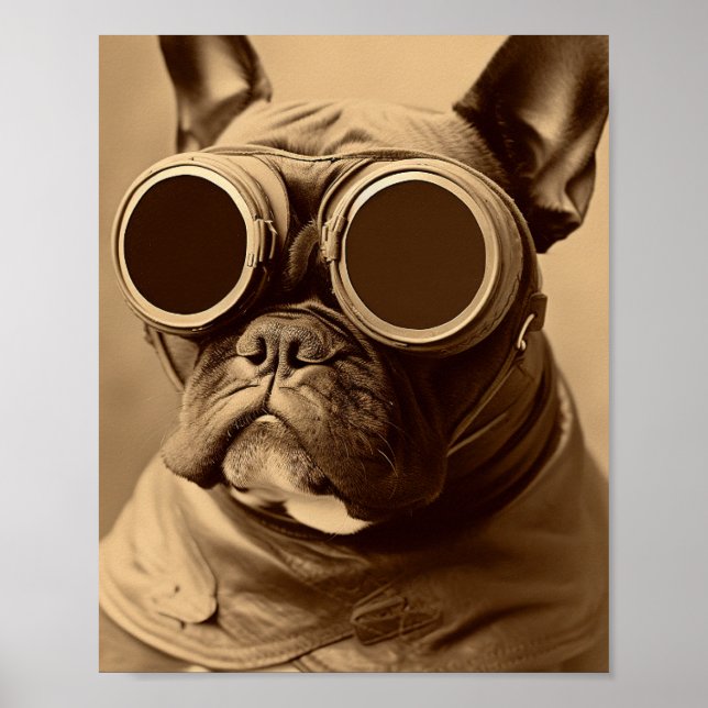 Poster Retro Frenchie Sepia (Frente)