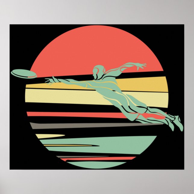 Poster Retro Frisbee para o último jogador de frisbee (Frente)