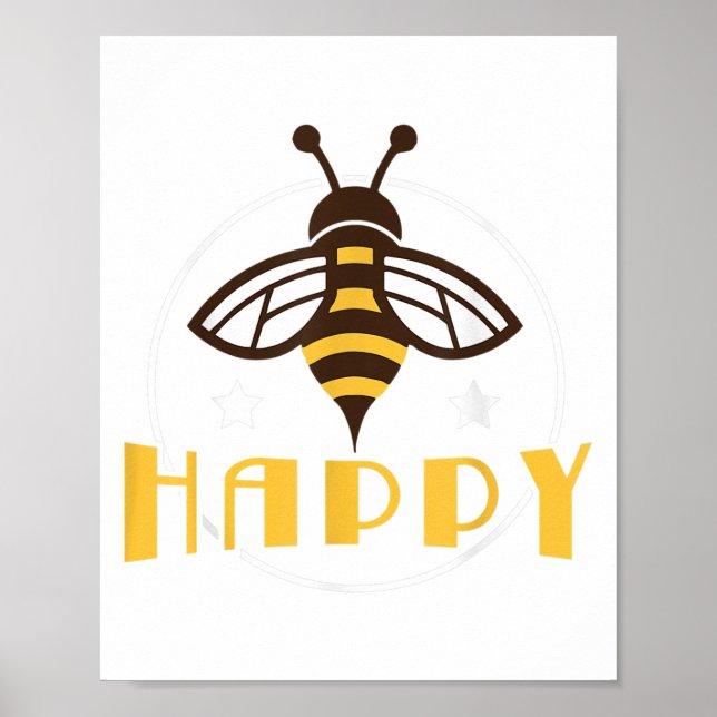 Poster Retro Funny Bee Happy - Bumblebee Cita Positivo G (Frente)
