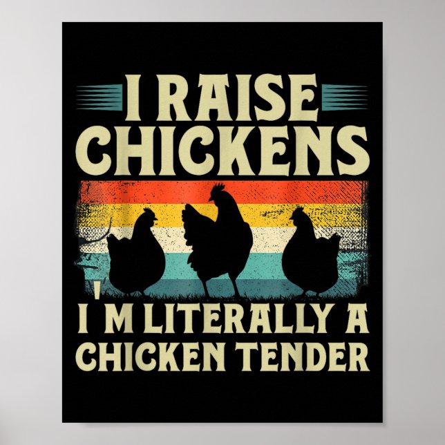 Poster Retro Funny Chicken Lover Gift – I Raise Chickens  (Frente)