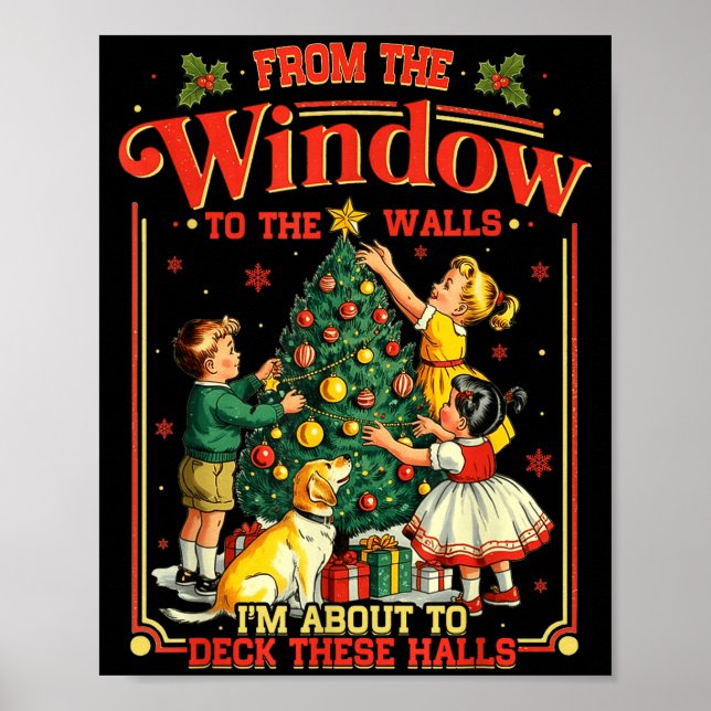 Poster Retro Funny Christmas Holiday From The Windows To  (Frente)