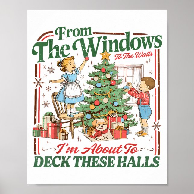 Poster Retro Funny Christmas Holiday From The Windows To  (Frente)