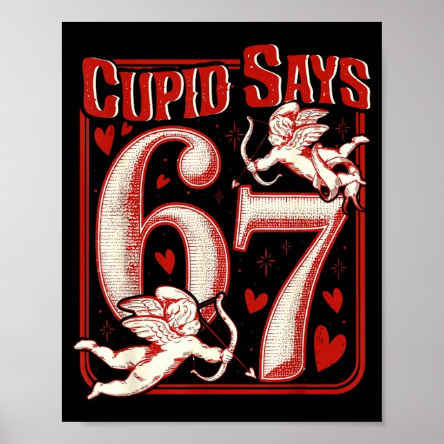 Poster Retro Funny Cud Says 6 7 Six Seven Couples Valenti (Frente)