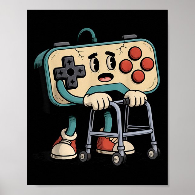 Poster Retro Funny Old Gamer 80s 90s Clic Video Game Humo (Frente)