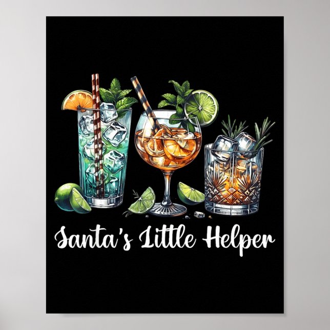 Poster Retro Funny Santa's Little Helper Martini Merry Ch (Frente)