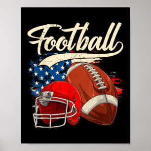 Poster Retro Futebol Americano Bandeira Independência Dia