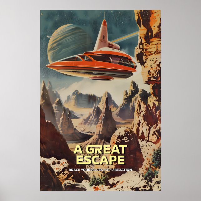 Poster Retro-Futuristic Space Travel Art Print Alien (Frente)