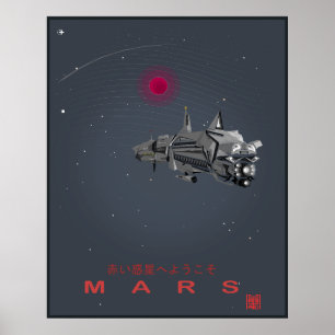 Poster Retro Futuro Bem-vindo a Marte