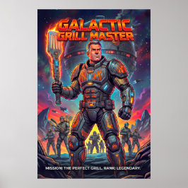 Poster Retro Galactic Grill Master Sci-Fi Parody