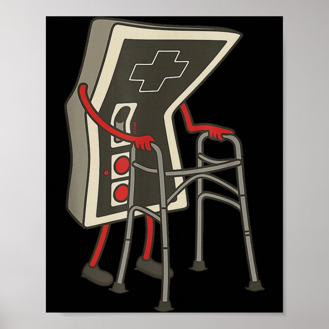 Poster Retro Gaming Controller Old Gamer With Walker Funn (Frente)