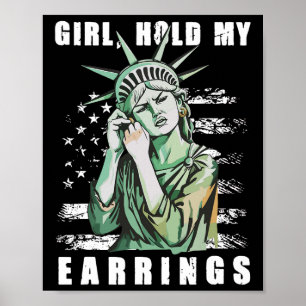 Poster Retro Garota Segure Meus Brincos Anti-trump Políti