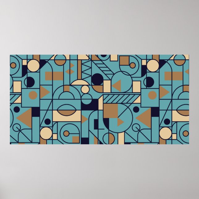 Poster Retro geometric Seamless background design. Modern (Frente)