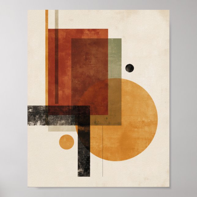 Poster Retro Geometry – Minimal Wall Art in Rust Beige (Frente)
