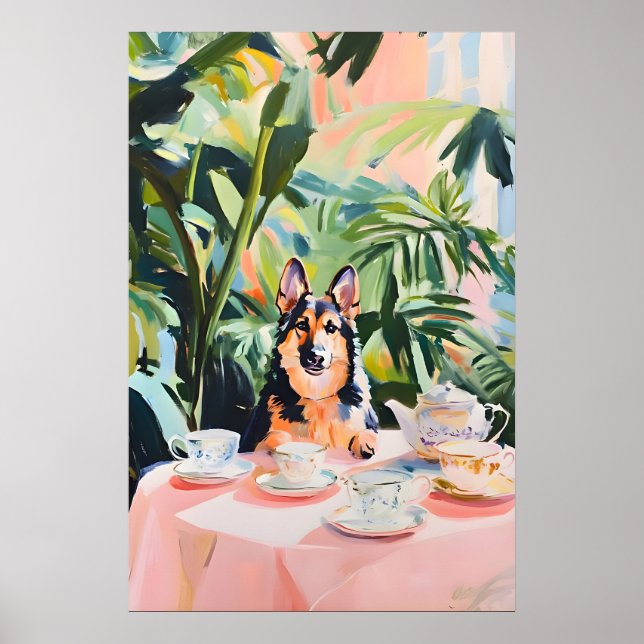 Poster Retro German Shepherd Poster, German Shepherd Oil (Frente)