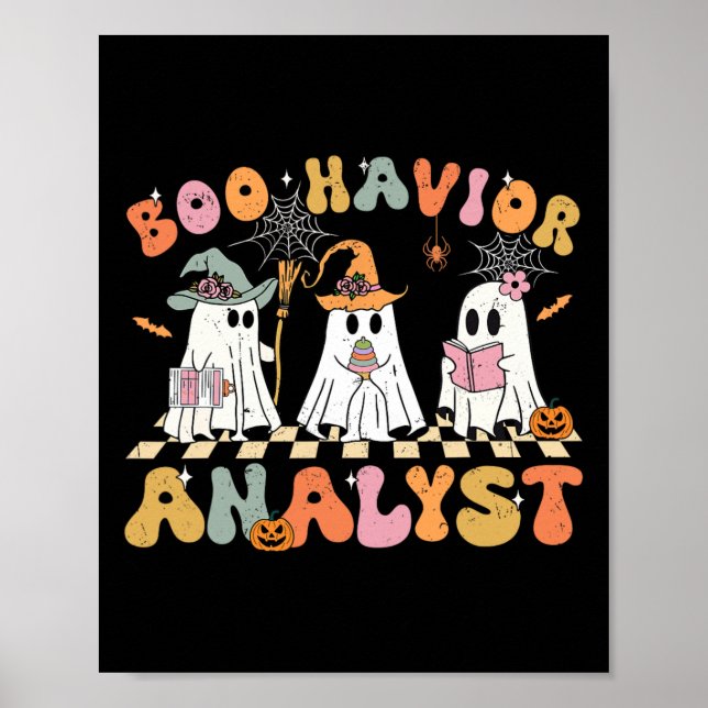 Poster Retro Ghost Boo Havior Analyist Therapist Bcba Hal (Frente)