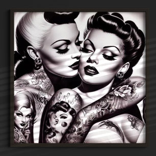 Poster Retro Glam Tattoo Girls