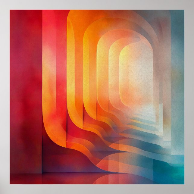 Poster Retro Glow Arches – Abstract Mid-Century (Frente)