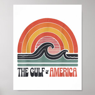 Poster Retro Golfo Da América Dos Eua Golfo Do México Ou