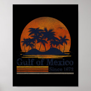 Poster Retro Golfo Do México 1672 Palmas De Praia Férias
