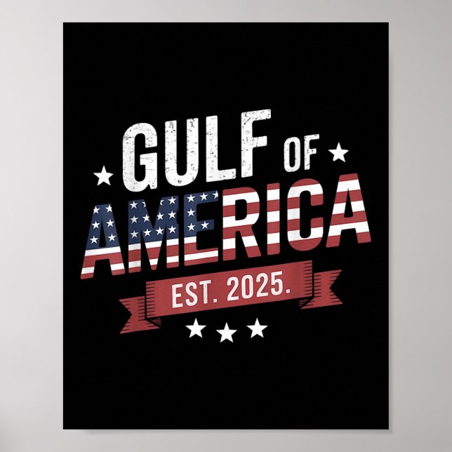 Poster Retro Golfo Dos Eua América 2025 Bandeira American (Frente)