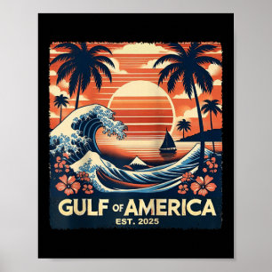 Poster Retro Golfo Dos Eua América Est 2025 Bandeira Amer
