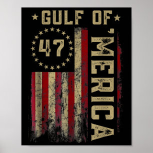 Poster Retro Golfo Dos EUA América Est 2025 Bandeira Amer