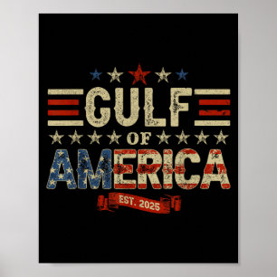 Poster Retro Golfo Dos EUA América Est 2025 Bandeira Amer