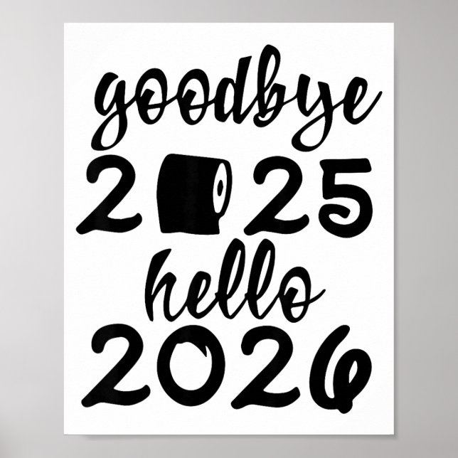 Poster Retro Goodbye 2025 Hello 2026 Happy New Year Party (Frente)