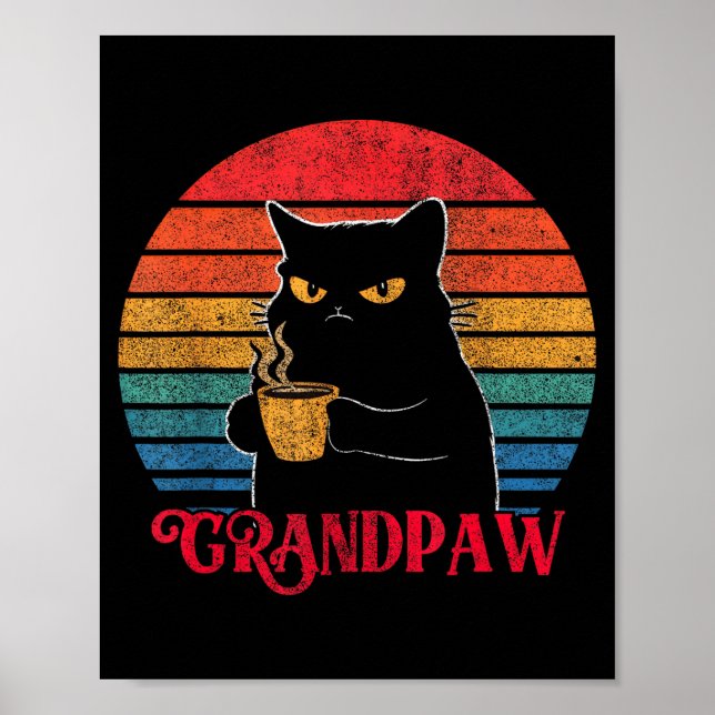 Poster Retro Grandpaw Funny Sarcastic Cat Lover Quote Gra (Frente)