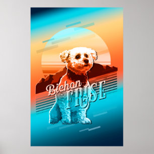 Poster Retro Graphic Bichon Frise Multi-Color ID754